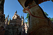 Kakku Pagoda complex. Part of the Buddhist Temple inside the complex. Shan State in Myanmar (Burma). 